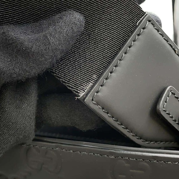 Gucci Rubber Effect Leather Tote Shoulder Bag Black - Picture 14 of 16
